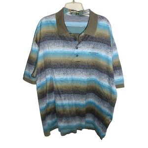 VTG Descente International Golf Polo Shirt XL Las Campanas Santa Fe Striped Knit